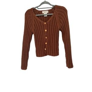Jones New York Sport Petite Hand Knitted Sweater Brown Size P